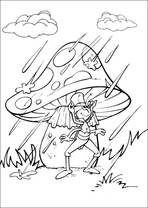 Flip hiding under the mushroom coloring page